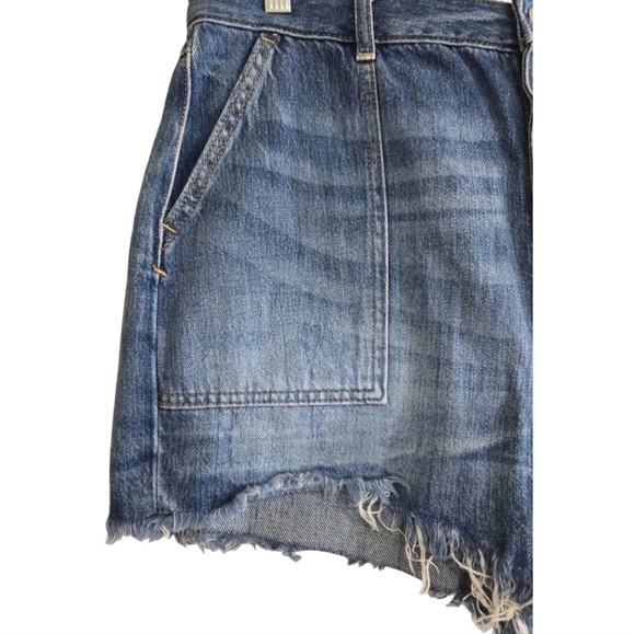 We the Free People Jesse Carpenter Button Fly Jean Shorts 31 Rigid Denim - Picture 3 of 6